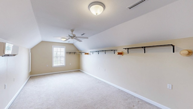 107 Boulder Dr, Dothan, AL 36305 - bonus room featuring vaulted ceiling, light colored carpet, ceiling fan, and baseboards