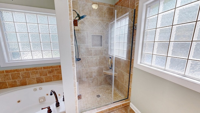 107 Boulder Dr, Dothan, AL 36305 - bathroom featuring a shower stall, a whirlpool tub, and tile patterned flooring
