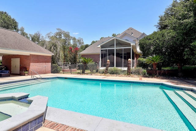 221 Asphodel Dr, Dothan, AL 36303 - view of swimming pool with a sunroom and a pool with connected hot tub
