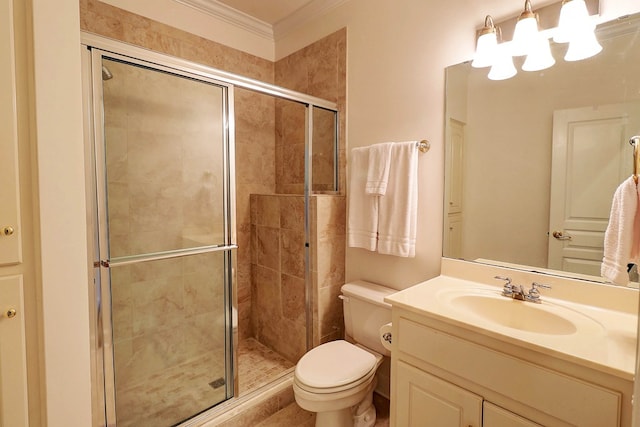 221 Asphodel Dr, Dothan, AL 36303 - bathroom featuring ornamental molding, a stall shower, and vanity