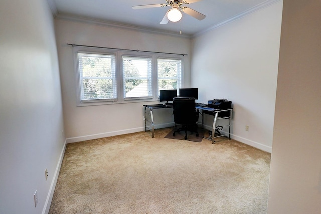 221 Asphodel Dr, Dothan, AL 36303 - carpeted home office featuring ceiling fan and crown molding