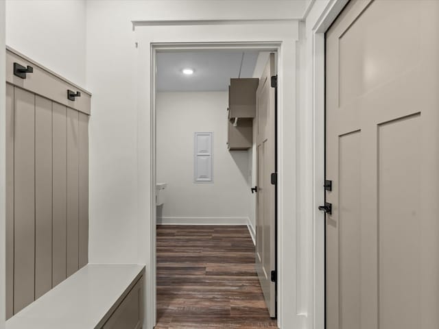 328 Lakes Dr, Enterprise, AL 36330 - mudroom featuring dark wood-type flooring, baseboards, and recessed lighting