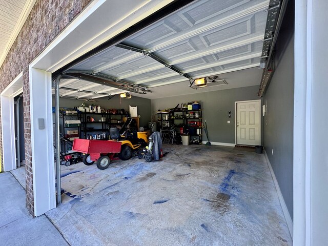 garage with a garage door opener