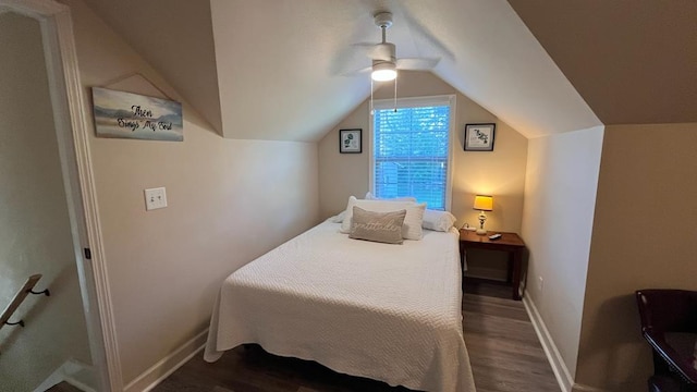 208 Reardon, Rehobeth, AL 36301 - bedroom featuring wood finished floors, vaulted ceiling, baseboards, and ceiling fan