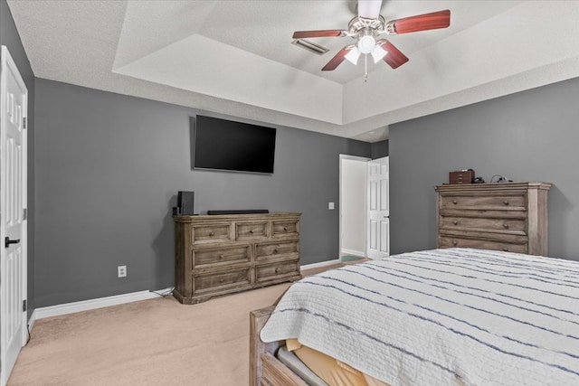24 County Road 278, Enterprise, AL 36330 - bedroom with carpet flooring, a raised ceiling, baseboards, and ceiling fan