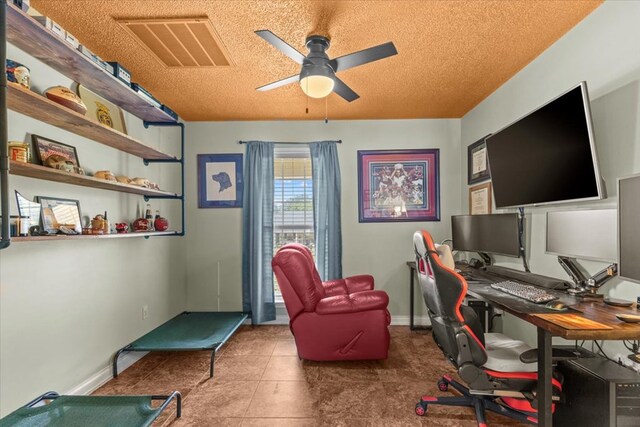 24 County Road 278, Enterprise, AL 36330 - office with a ceiling fan, baseboards, and a textured ceiling