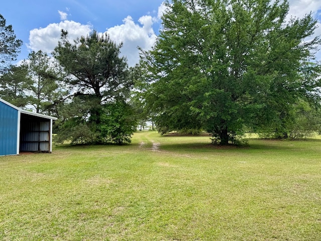 view of yard with an outdoor structure and an outbuilding