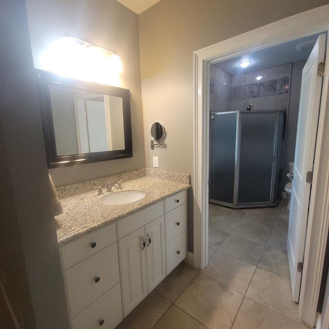 6325 State Highway 95, Abbeville, AL 36310 - full bathroom with vanity, a stall shower, and tile patterned floors