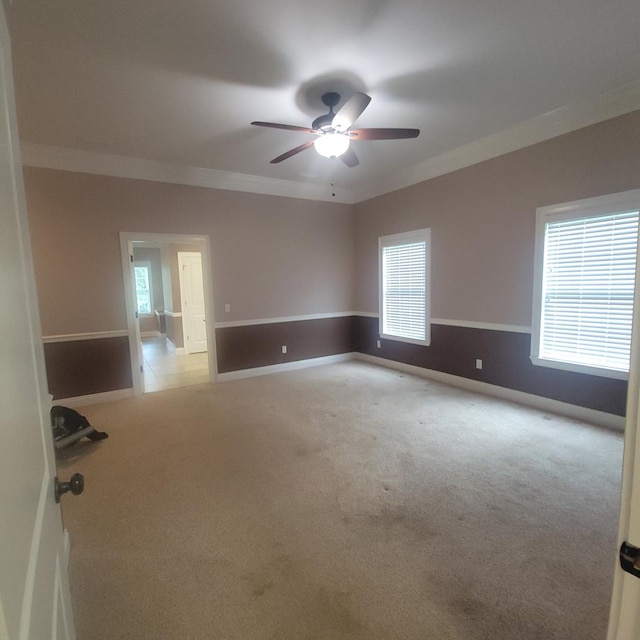 6325 State Highway 95, Abbeville, AL 36310 - unfurnished room with ornamental molding, light carpet, healthy amount of natural light, and a ceiling fan