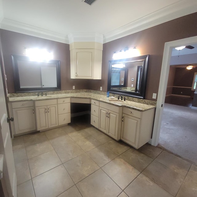 6325 State Highway 95, Abbeville, AL 36310 - bathroom with crown molding, vanity, and tile patterned flooring