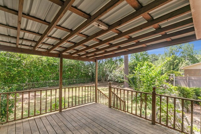 1571 Denton Rd, Dothan, AL 36303 - wooden terrace featuring a fenced backyard and view of scattered trees