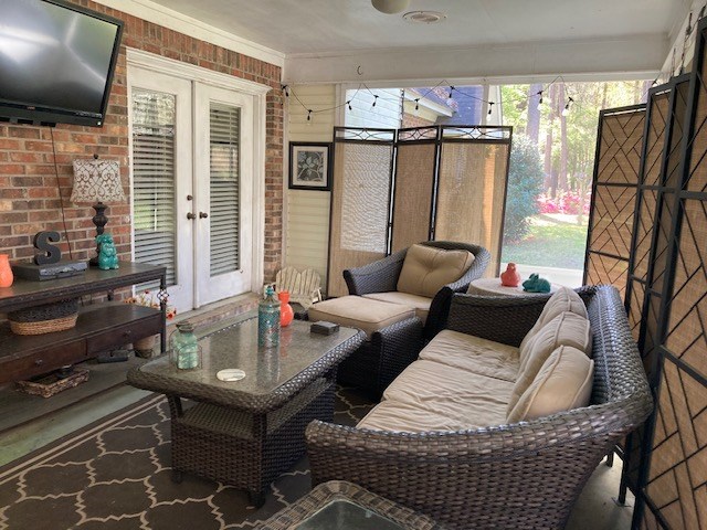 sunroom with french doors