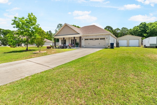 465 Choc Hill Rd, Dothan, AL 36303 - ranch-style house featuring a front yard, brick siding, and covered porch