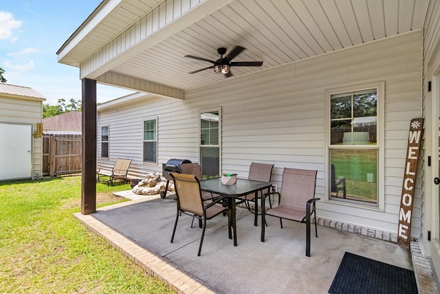 465 Choc Hill Rd, Dothan, AL 36303 - view of patio / terrace with ceiling fan, a grill, and outdoor dining area