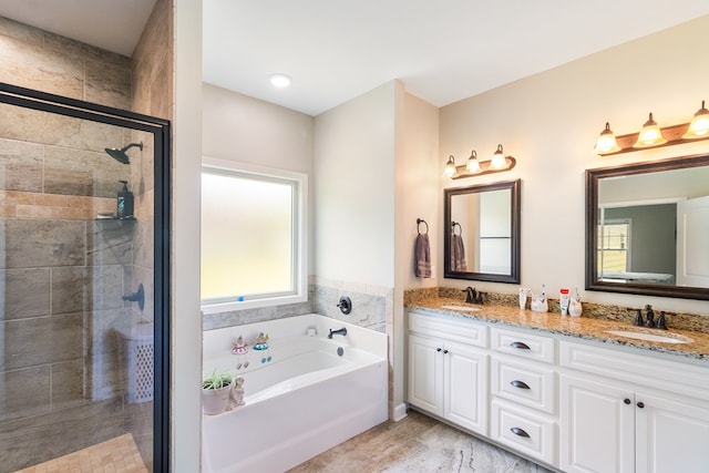 465 Choc Hill Rd, Dothan, AL 36303 - bathroom with a bath, a shower stall, and double vanity