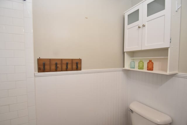 208 Pinehurst Dr, Enterprise, AL 36330 - bathroom with toilet and a wainscoted wall