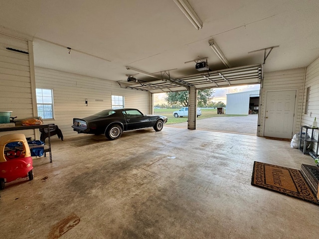 garage with a garage door opener