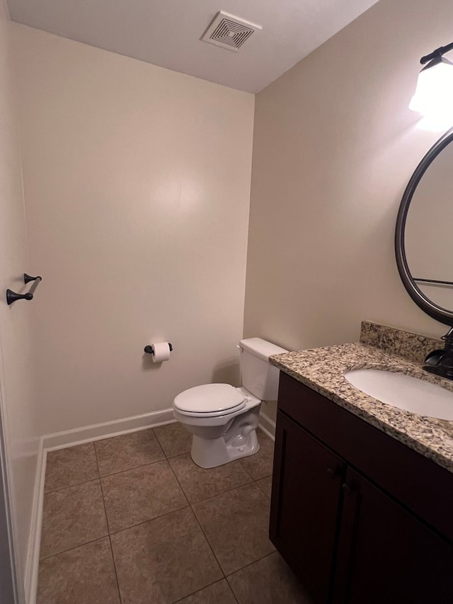 bathroom featuring tile patterned flooring, vanity, and toilet