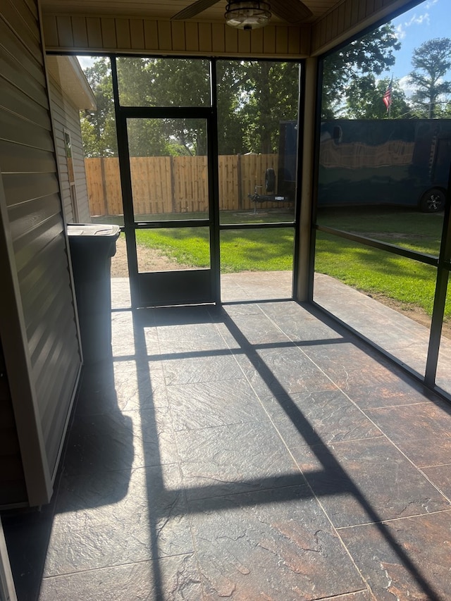 view of unfurnished sunroom