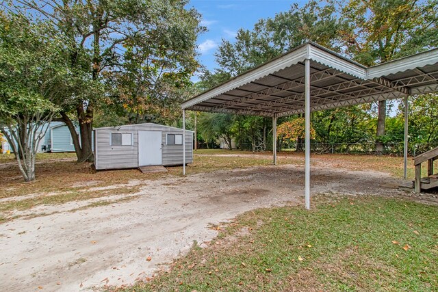 view of parking / parking lot with a carport