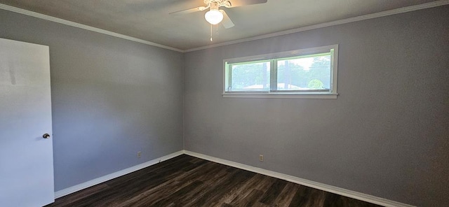 1109 Sumter St, Dothan, AL 36301 - empty room featuring a ceiling fan, dark wood-style flooring, and ornamental molding