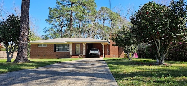 1109 Sumter St, Dothan, AL 36301 - single story home featuring crawl space, concrete driveway, a front lawn, and brick siding