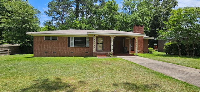 1109 Sumter St, Dothan, AL 36301 - single story home featuring crawl space, concrete driveway, a chimney, a carport, and brick siding