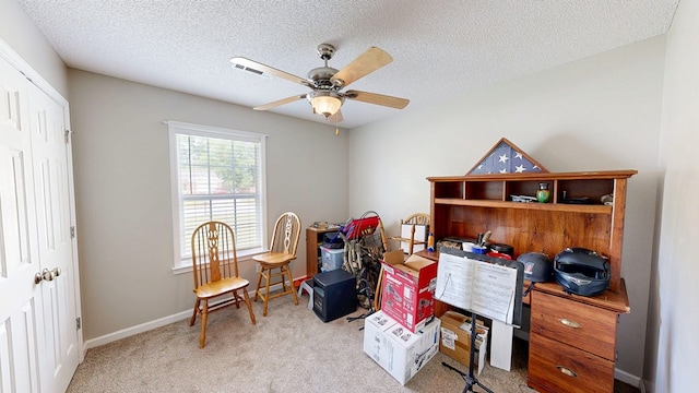 284 Alec Cir, Ozark, AL 36360 - carpeted office space featuring a ceiling fan, a textured ceiling, and baseboards
