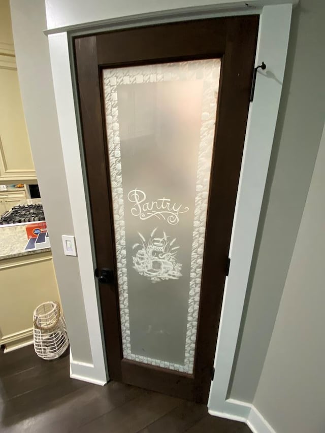 entryway with dark wood-type flooring