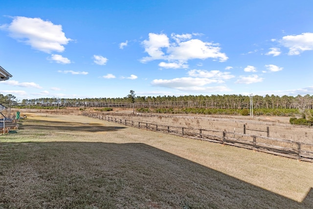 view of yard with a rural view