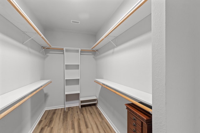 spacious closet with hardwood / wood-style flooring