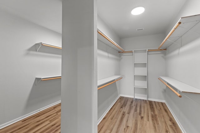 spacious closet with light wood-type flooring