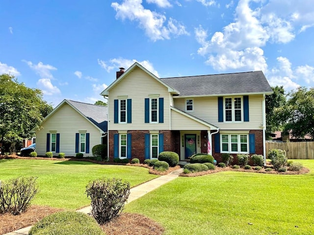 view of front of house with a front lawn