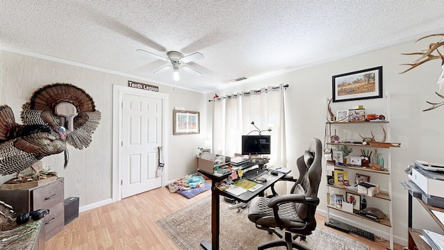119 Willow Oaks Dr, Headland, AL 36345 - office space featuring wood finished floors, a ceiling fan, and ornamental molding