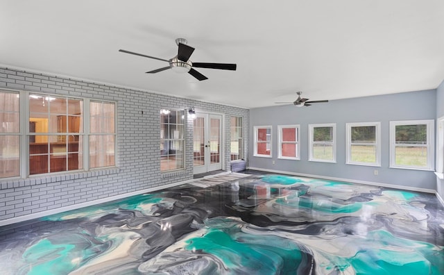 view of swimming pool with ceiling fan