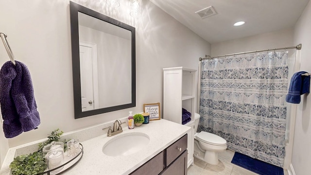 160 Sandbed Rd, Newton, AL 36352 - full bathroom with vanity, curtained shower, recessed lighting, and tile patterned floors