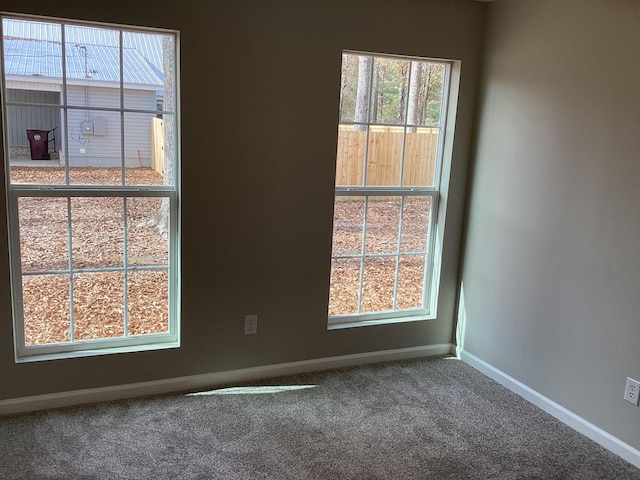 spare room with a healthy amount of sunlight and carpet flooring