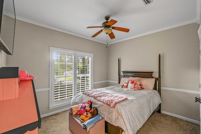 108 Mulberry Ct, Dothan, AL 36303 - bedroom featuring light carpet, crown molding, and a ceiling fan