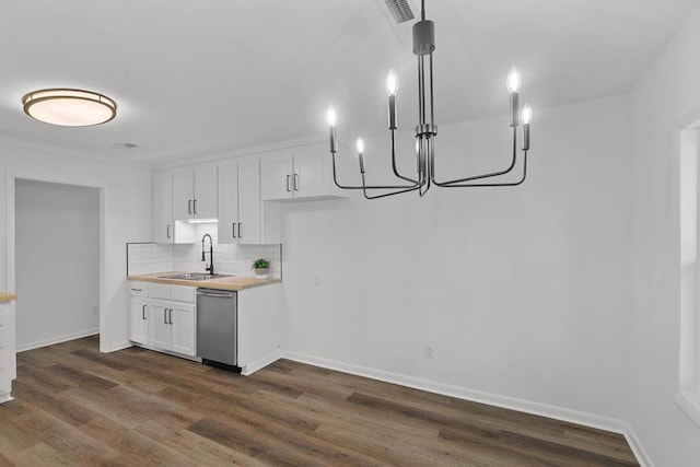 685 Hodgesville Rd, Dothan, AL 36301 - kitchen featuring a sink, white cabinetry, dishwasher, and dark wood-style floors