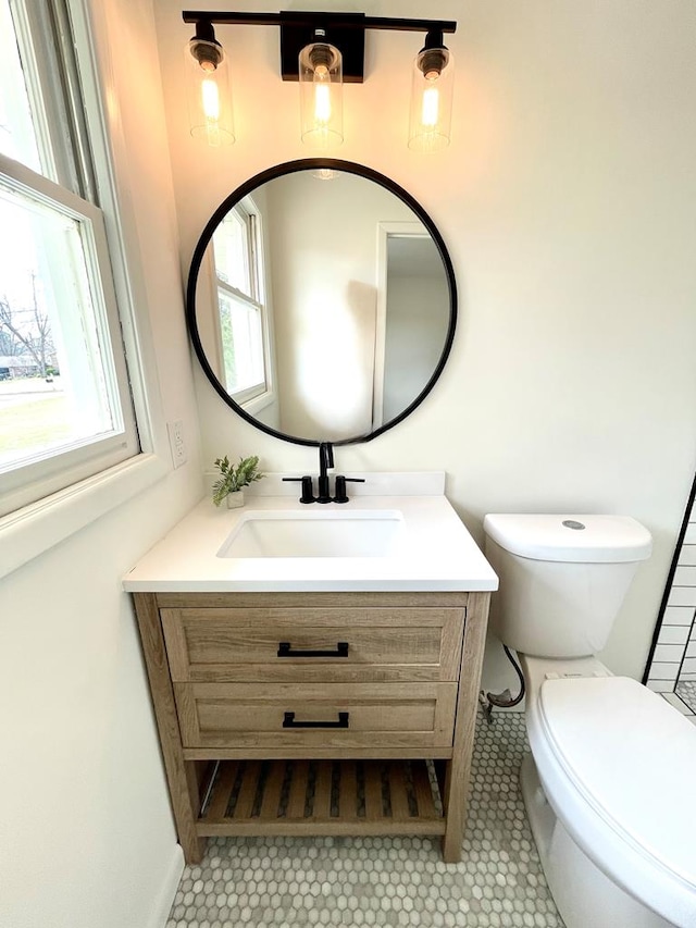 bathroom with toilet and vanity