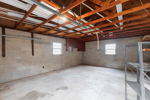 basement with a healthy amount of sunlight