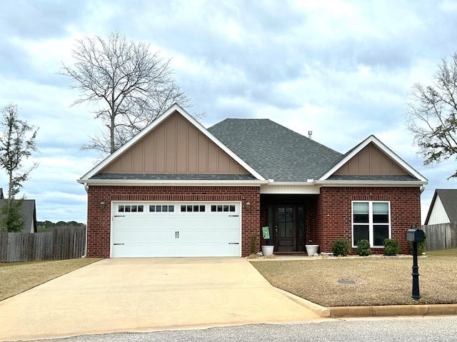 view of front facade featuring brick siding, driveway, and roof with shingles