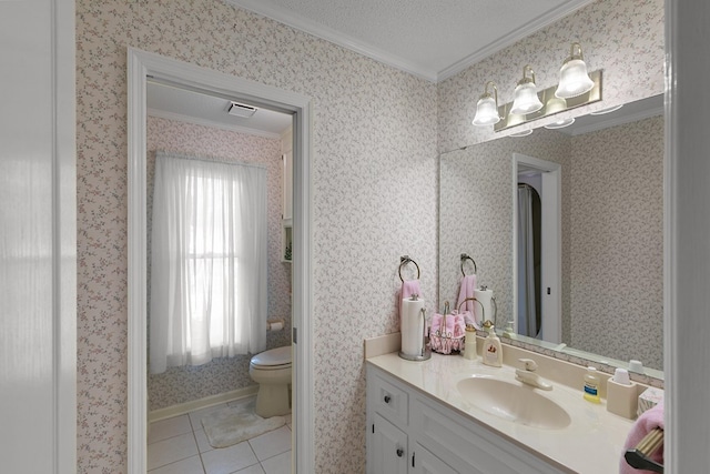 1764 John D Odom Rd, Dothan, AL 36303 - bathroom featuring crown molding, vanity, tile patterned floors, and healthy amount of natural light
