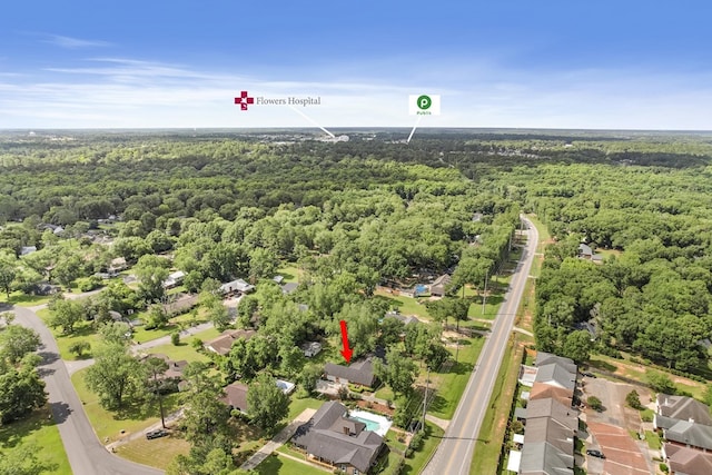 1764 John D Odom Rd, Dothan, AL 36303 - aerial view of property and surrounding area featuring a forest and nearby suburban area