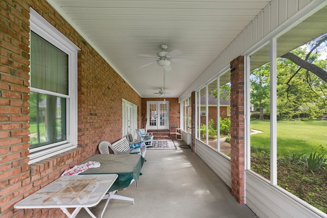 1764 John D Odom Rd, Dothan, AL 36303 - sunroom with french doors, plenty of natural light, and a ceiling fan