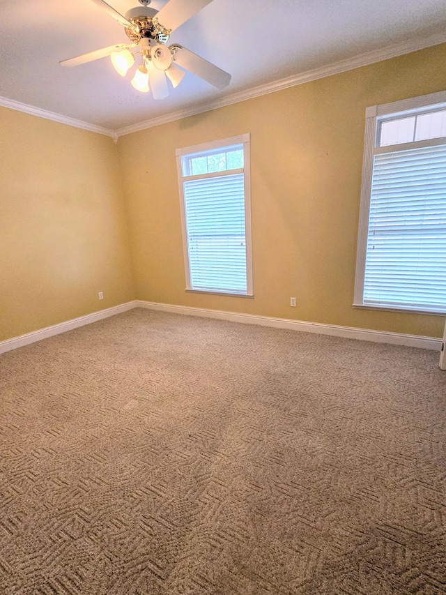 2230 W County Road 16, Headland, AL 36345 - carpeted spare room with ceiling fan, crown molding, and baseboards