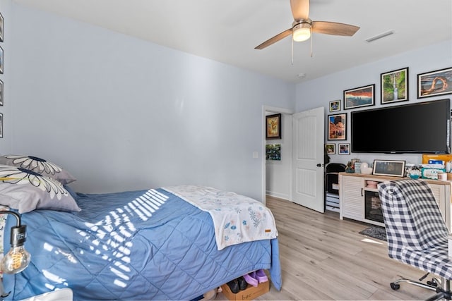 213 Archer Trl, Enterprise, AL 36351 - bedroom with a ceiling fan, visible vents, and light wood-style floors