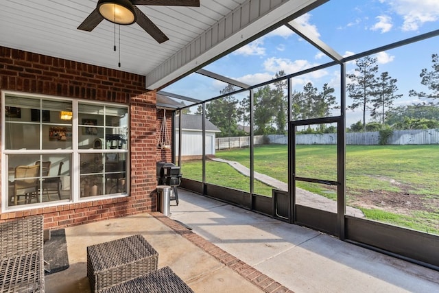 213 Archer Trl, Enterprise, AL 36351 - unfurnished sunroom featuring ceiling fan