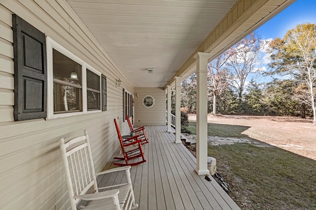 deck with a porch