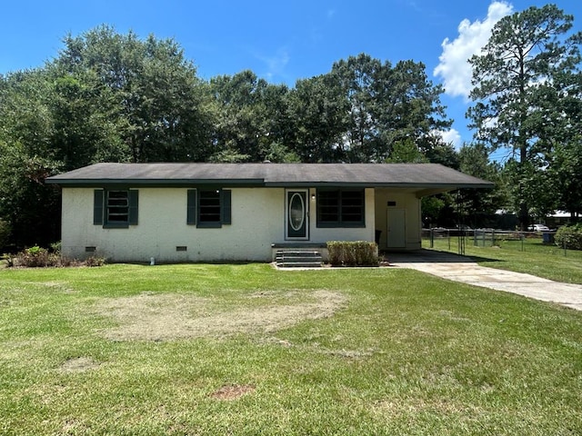 402 Reid Dr, Dothan, AL 36301 - view of front facade featuring driveway, an attached carport, and crawl space